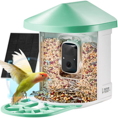Smart Bird Feeder with Camera, 2K HD AI Identify 10,000+ Bird Species, Solar-Powered Bird Watching Camera with Auto Capture & Instant Notify, Wireless Outdoor Ideal Gift for Bird Lovers (Green)