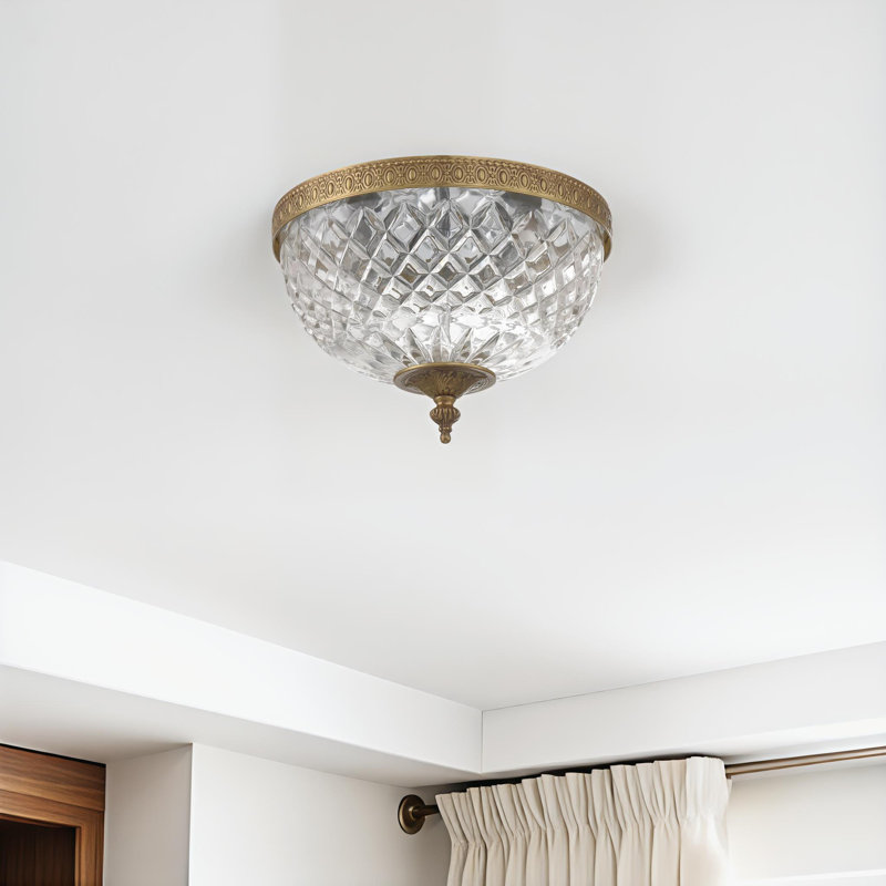 Weese Glass Flush Mount, Olde Brass