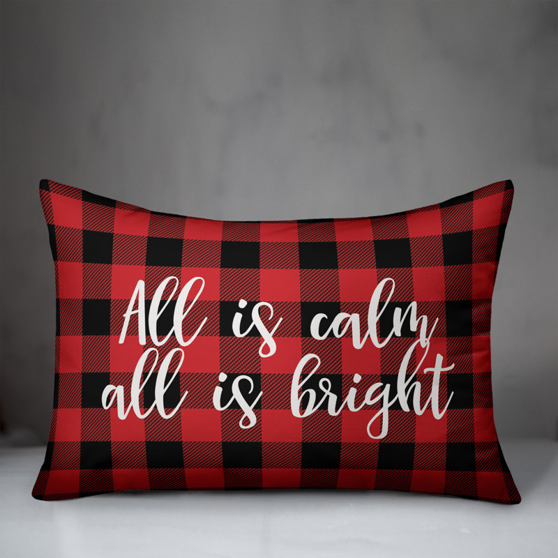  Coussin lombaire à carreaux «All is Calm, All is Bright»