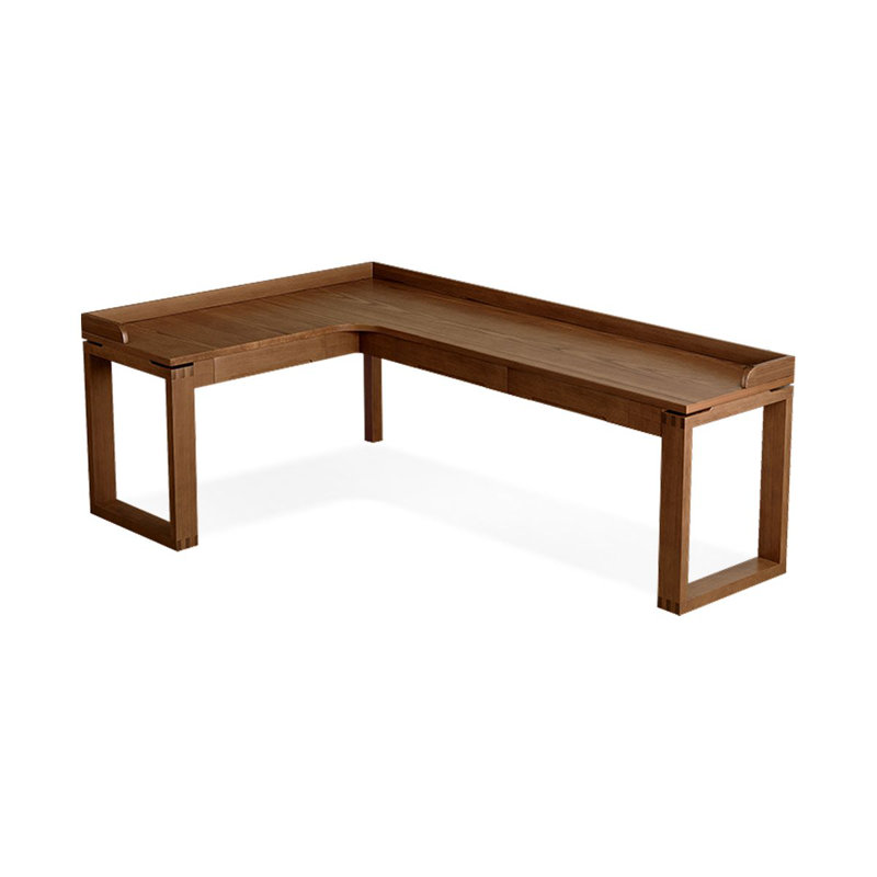 Bureau en bois massif en L noyer clair avec 3 tiroirs, Retour à gauche, H 31,5 po x l 78,74 po x P 55,12 po