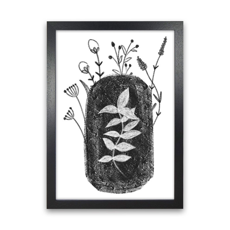 Dalia Chalk Black Floral by Pixy Paper - Print, Black Framed, 84cm H x 59.4cm W x 3cm D