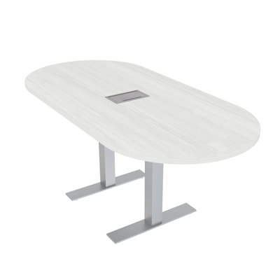 Racetrack Shaped Conference Table with Metal T Base | Electrical Unit