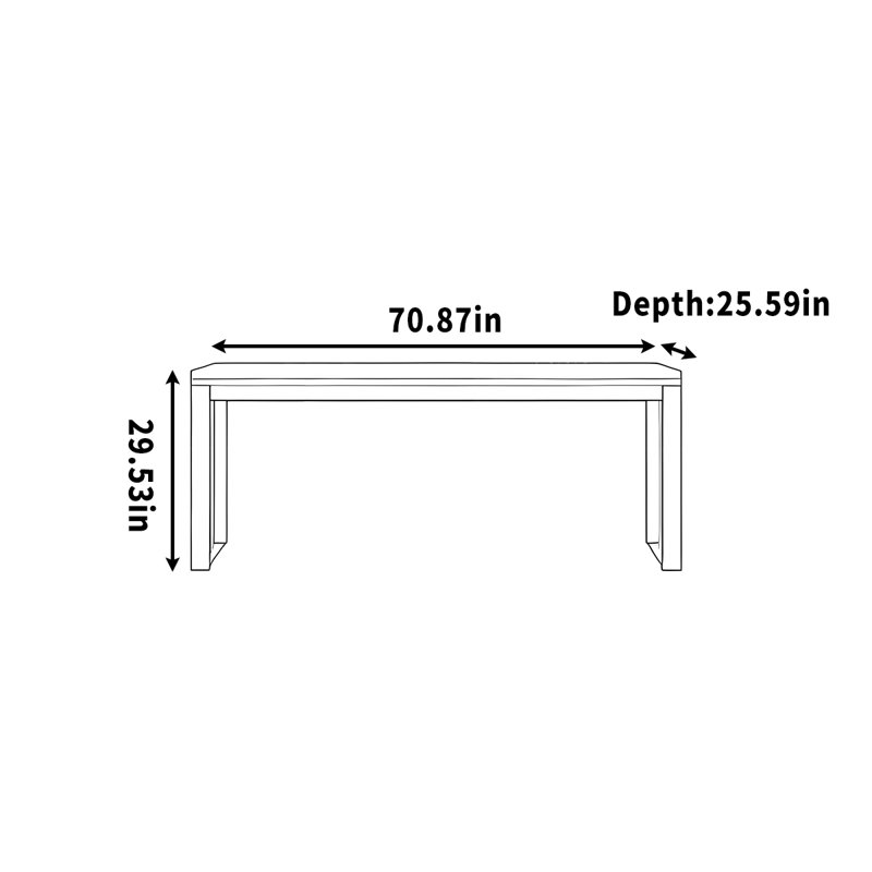 Bureau d'écriture en bois pour travaux ménagers, H 29,53 po x l 70,87 po x P 25,59 po