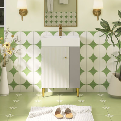 Meuble-lavabo autoportant simple 21,6 po avec comptoir en céramique