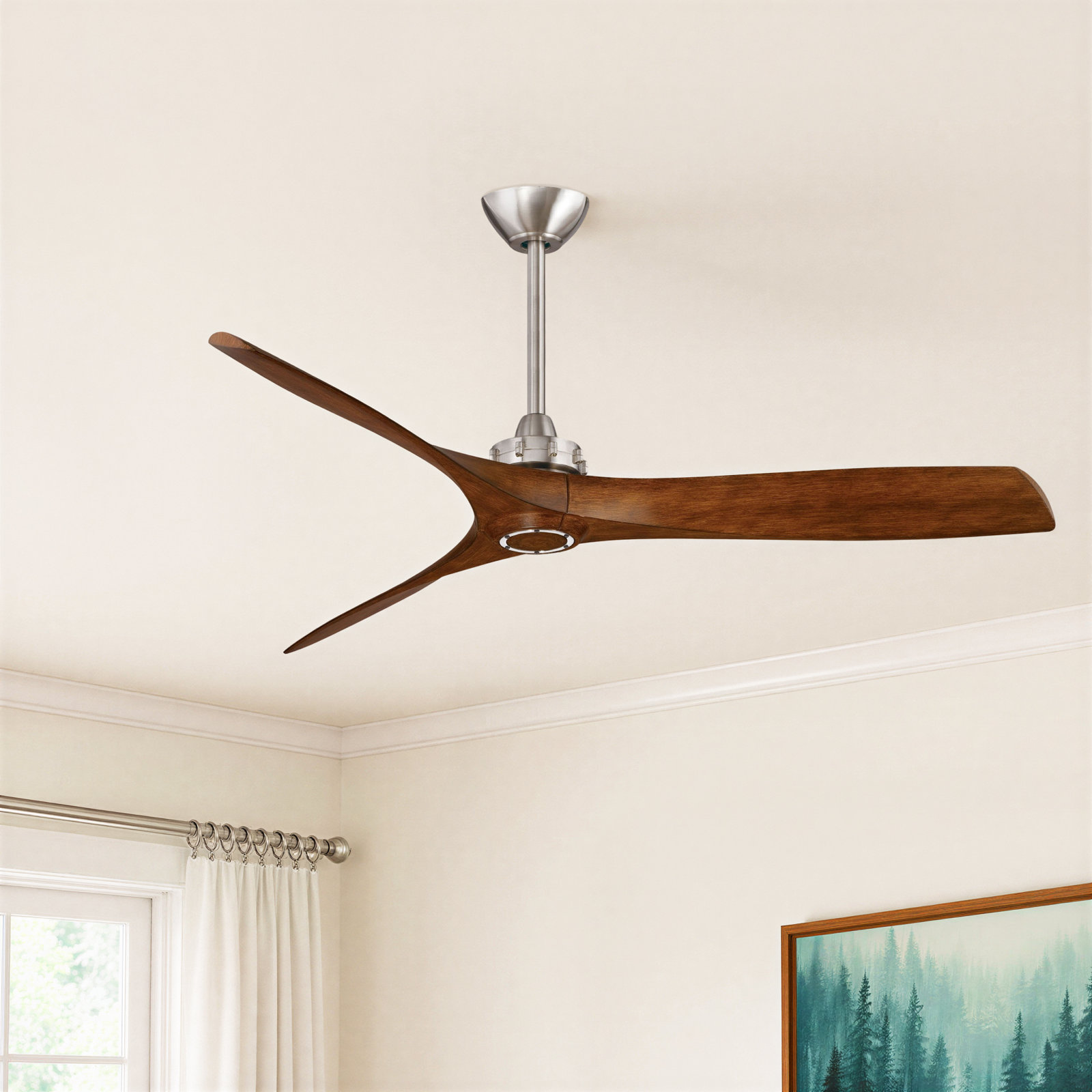 60" Ceiling Fan, Brushed Nickel/Distressed Koa