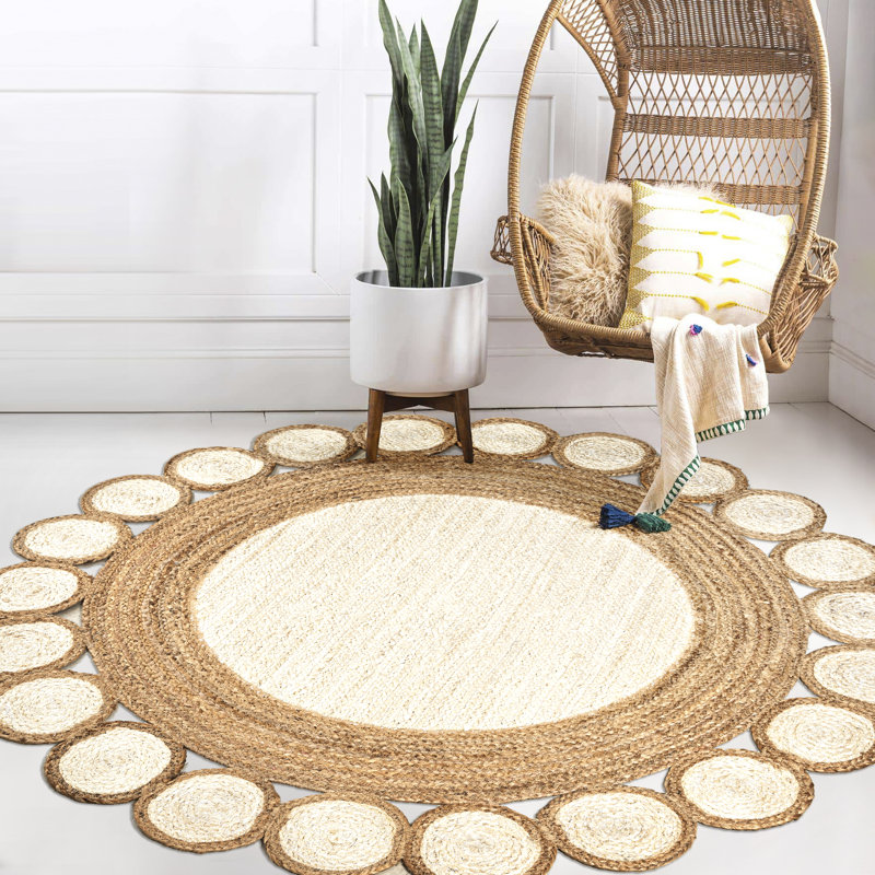 Tapis crème / naturel Adwin, Rond 4 pi 1 po