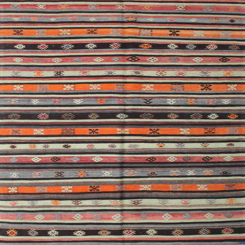 Tapis rouge / brun Neomi Southwestern, Carré 7 pi