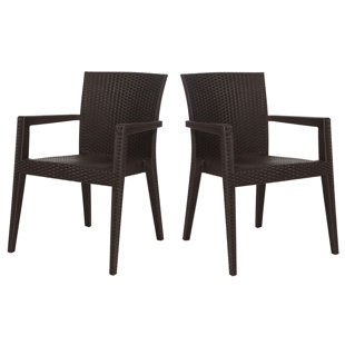 Premium All-Weather Wicker Outdoor Stacking Dining Armchair (Set of 2)