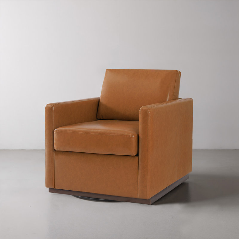 Upholstered Swivel Armchair, Light Brown