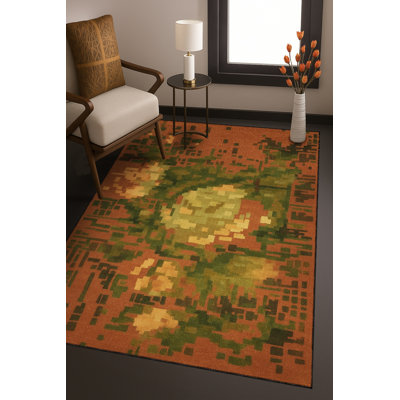 Tapis bleu tissé lavable rétro Mosso