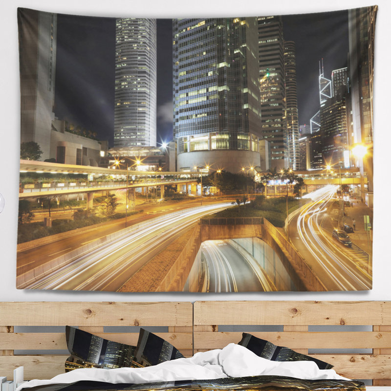 Tapisserie à circulation de skyscrapers et occupé cityscape, H 32 po x l 39 po