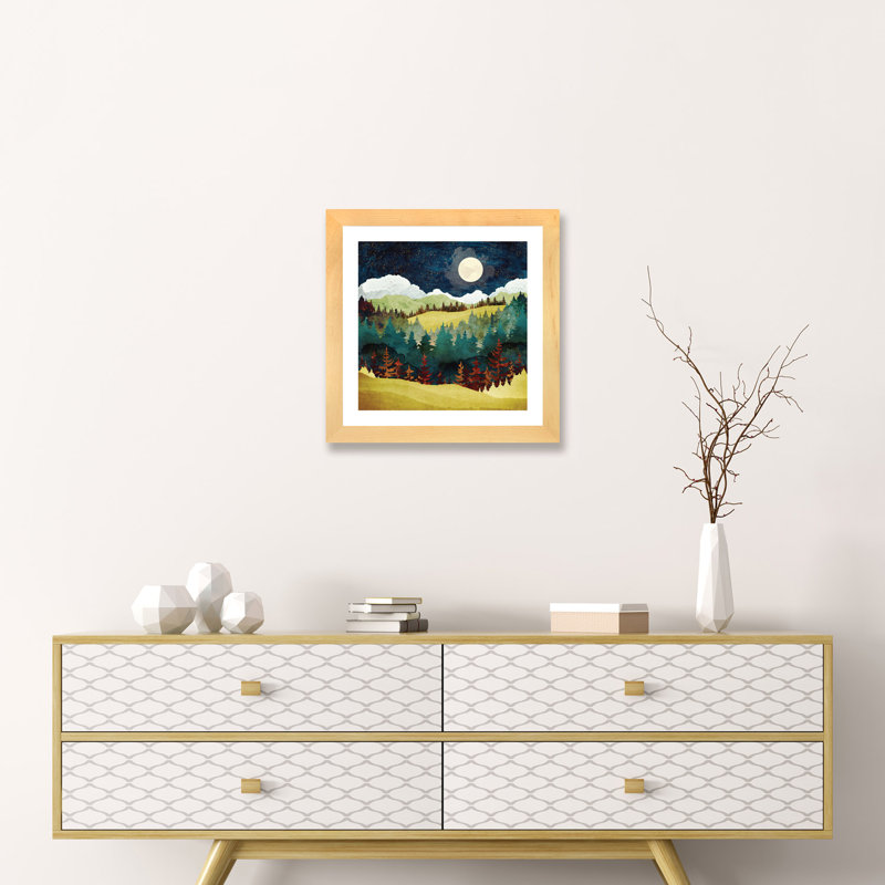 Lune d'automne - imprimé, H 16 po x l 16 po x p 1 po, Cadre papier naturel