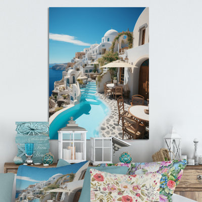 Grèce Santorini, beau paysage urbain II - paysage et nature, décoration murale en métal