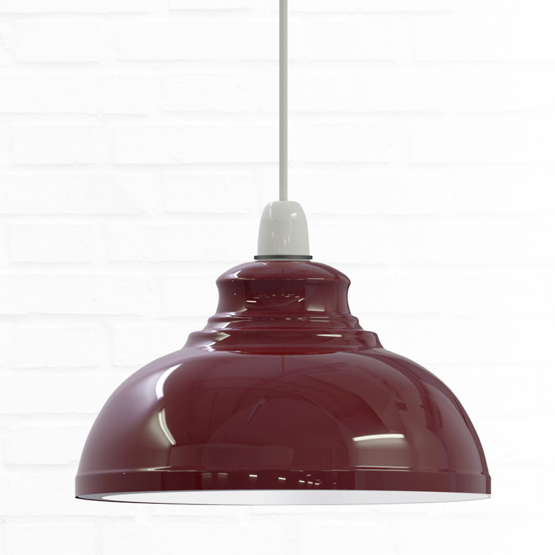 17cm H Metal Dome Lamp Shade, Burgandy