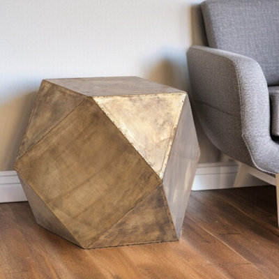  Table de bout carrée en laiton vieilli 19 po Rustic