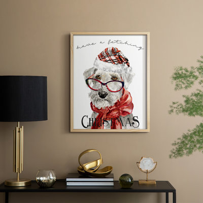 «Have a Fetching Christmas», reproduction encadrée - bois massif