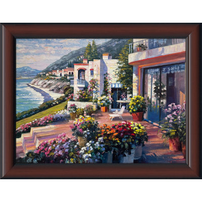 "Pacific Patio" par Howard Behrens, reproduction encadrée sous acrylique