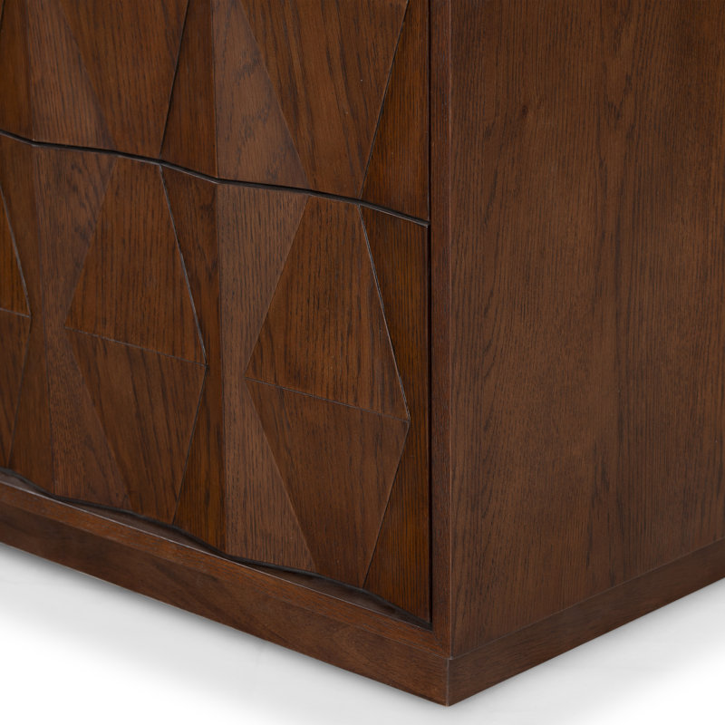 Riabelle Wood 2 Drawer Nightstand, Walnut