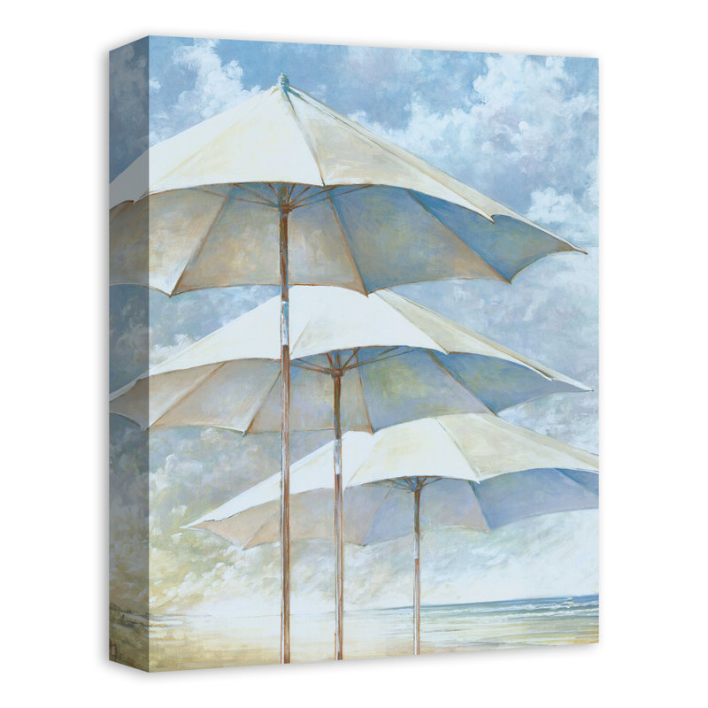 " Beach Umbrellas ", 16" H x 12" W x 1.25" D, Wrapped Canvas