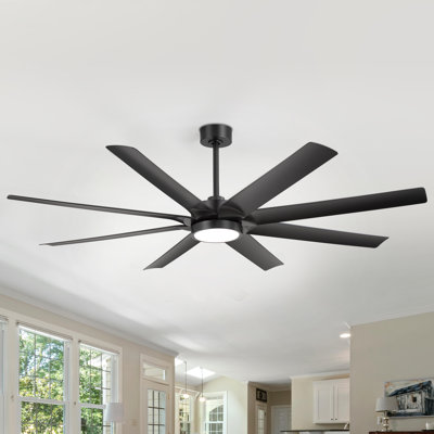 Sehjal 72 in. Matte Black Ceiling Fan with Remote, LED Light Kit and 8 Reversible Blades