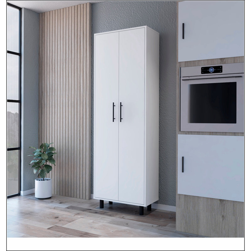 Fagan 2-Door 5-Shelf Kitchen Pantry, White