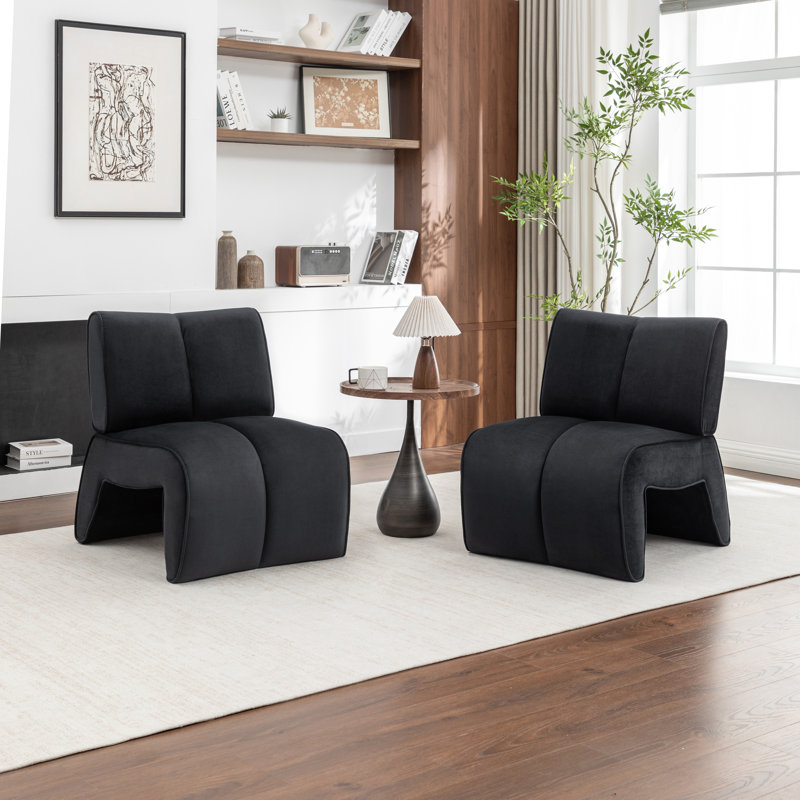 Fauteuil d'appoint en velours Angel, Noir