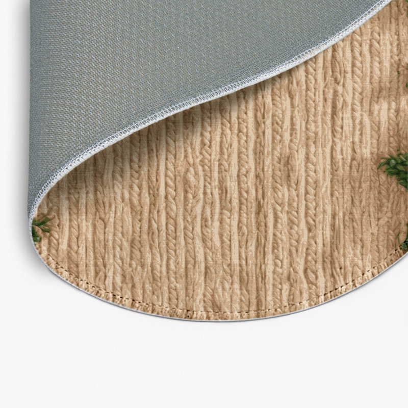 Tapis d'intérieur et d'extérieur brun Botanical, Rond 5 pi