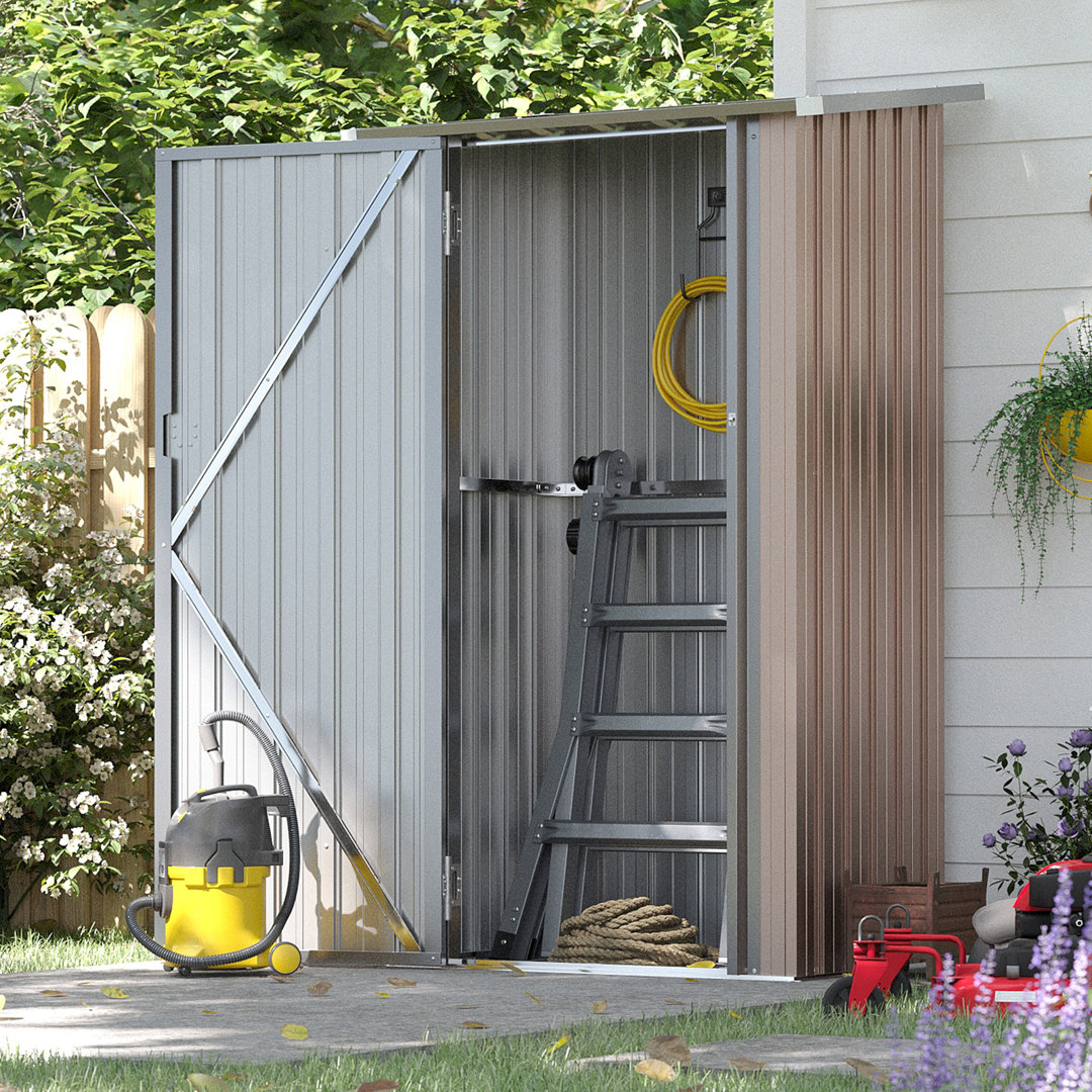 2.46 W x 1.77 D ft Metal Garden Storage Shed with Lockable Door