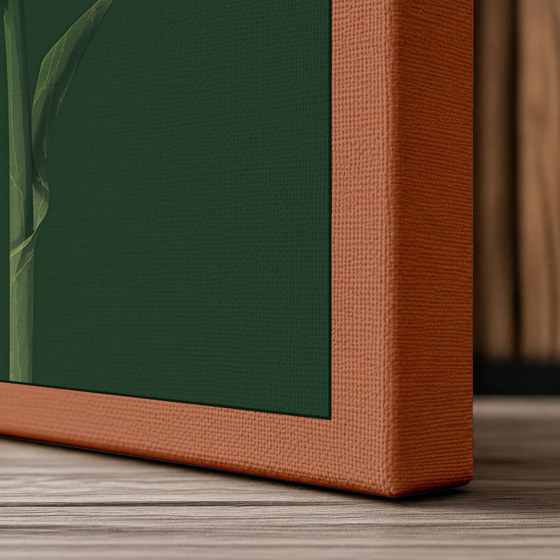 Cream Gerbera Study Botanical - Wrapped Canvas, 30x20 - 76.2 x 50.8 cm, Terracotta Border
