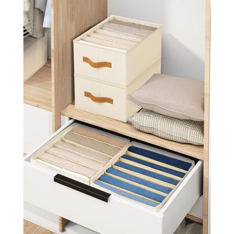 Organisateur de placard pliable avec grands compartiments, bacs de rangement en tissu pour vêtements, organisateurs de garde-robe pour jeans, t-shirts, chandails, pantalons, sous-vêtements et jambières