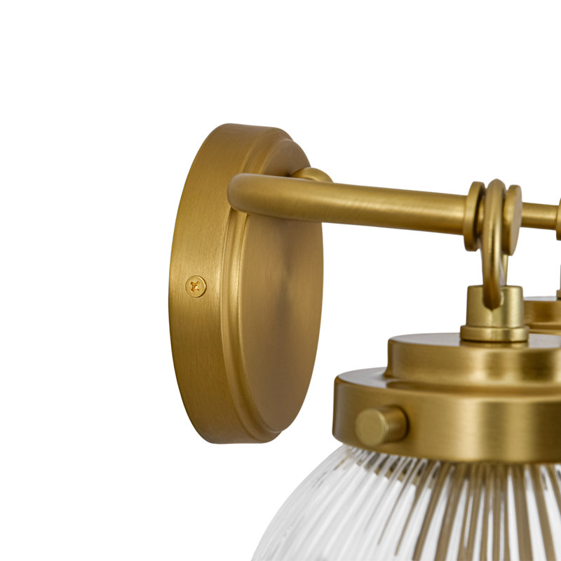 Applique murale 1 lumière globe en verre nervuré, 2-Light