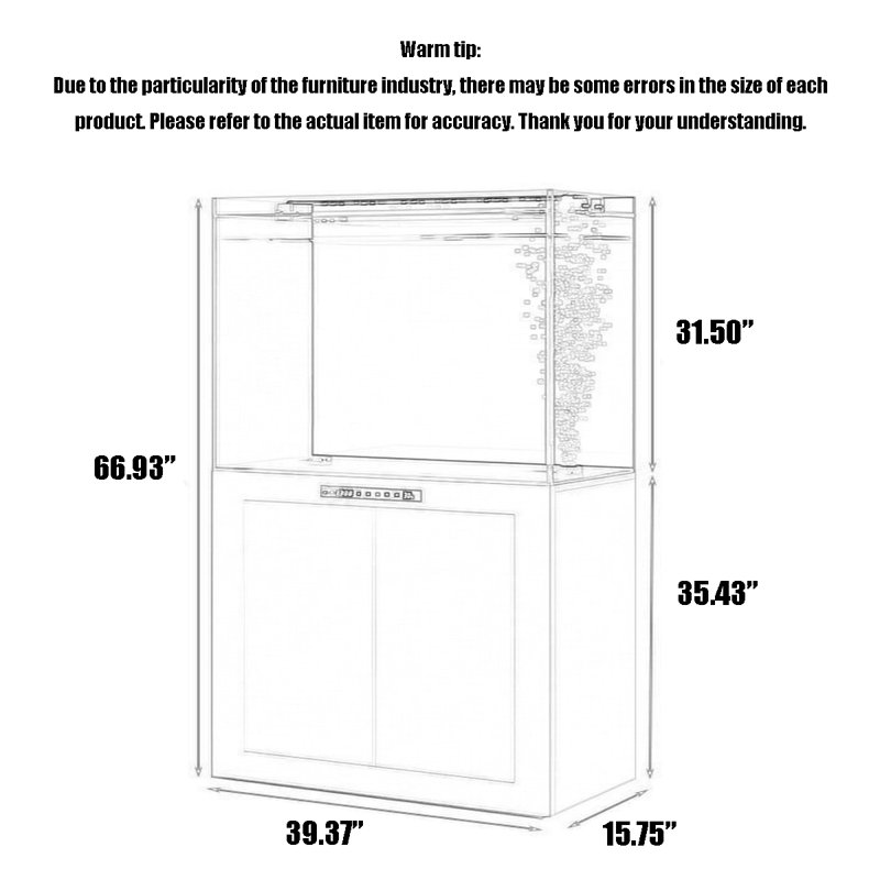 Réservoir d'aquarium sans bord et sans tuyau, 58,12 gallons (H 66,93 po x l 39,37 po x P 15,75 p