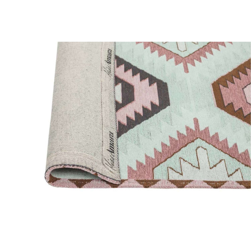 Tapis rond rose et vert Amelia-Louise, Tapis de couloir 2 pi 7 po x 16 pi 1 po