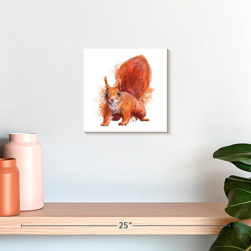 Squirrel Watercolor, 10" H x 10" W