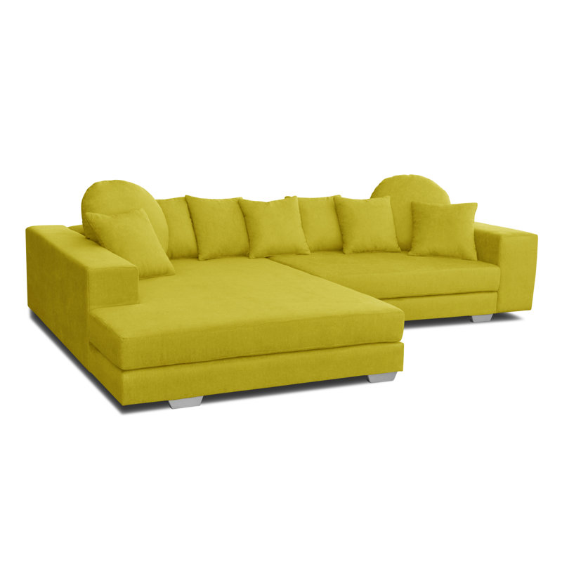 Karla 3 Seater Sofa & Chaise, Left, Yellow/Green