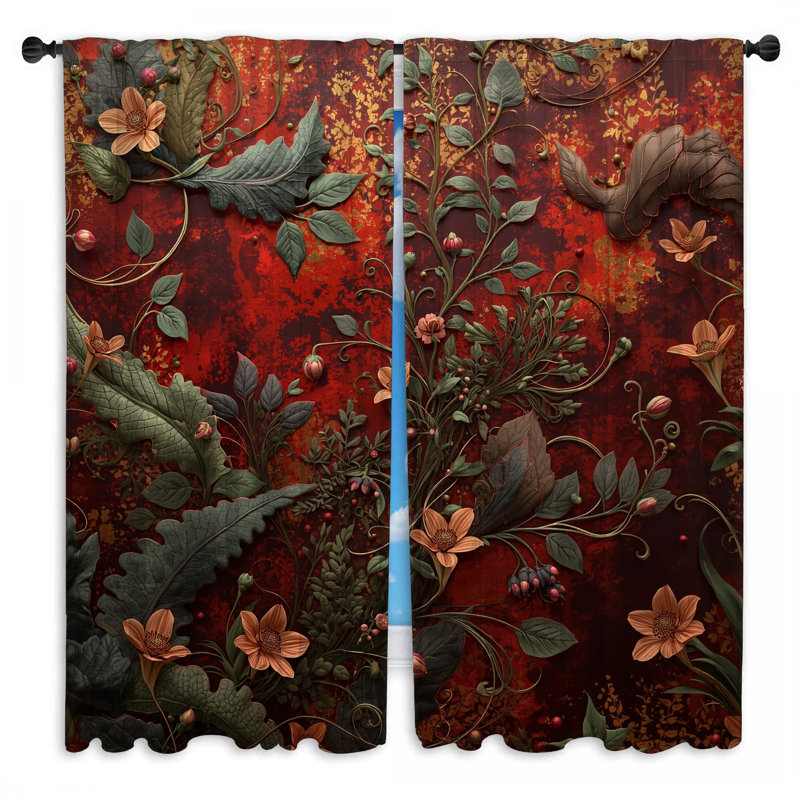 Ornate Floral Illustration, 40 po x 80 po - 2 panneaux, Transparent