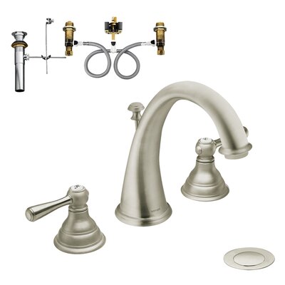 Kingsley 2-Handle High-Arc Lavatory Widespread Bathroom Faucet with Drain Assembly -  Moen, KLKI-D-T6125BN