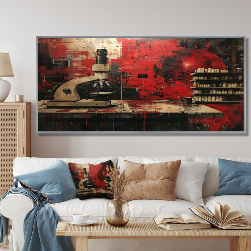 Décoration murale laboratoire de recherche rouge et noir, Black Picture Framed, 12" H x 20" W