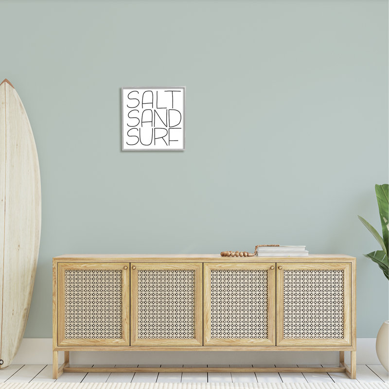 " Salt Sand Surf Beach " by Leah Bisch, 17" H x 17" W x 1.5" D, Farmhouse Gray Framed Giclee