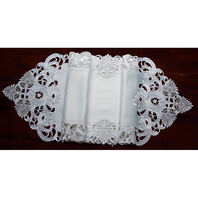 Ossett Lace Embroidered Cutwork Table Runner, 54" L x 15" W