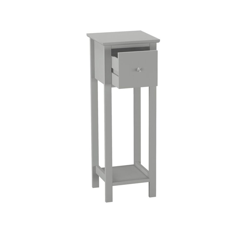 Skilken 25cm W Solid Wood Bedside Table, Grey