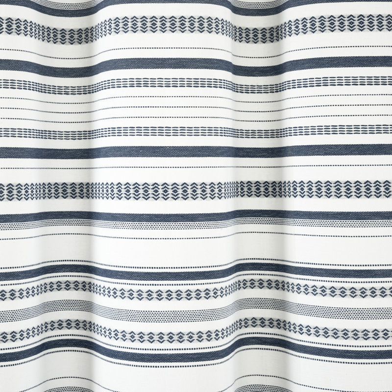 Urban Woven Cotton Striped Shower Curtain, Navy