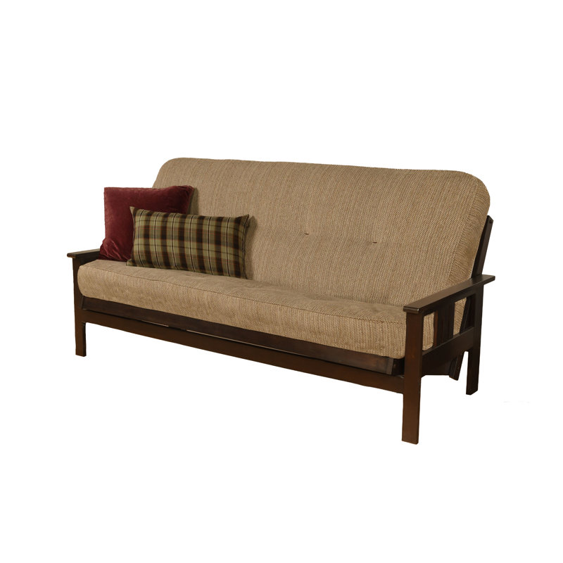 Johnte Full-Size Futon Frame and Full-Size Innerspring Mattress, Espresso, Taxi Woodsmoke, Premium Pocket Coil