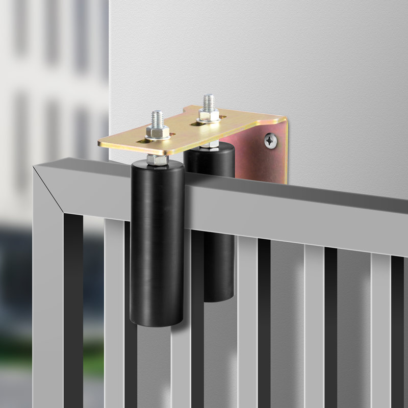 Black Steel Sliding Gate Kit with Dual Nylon Rollers