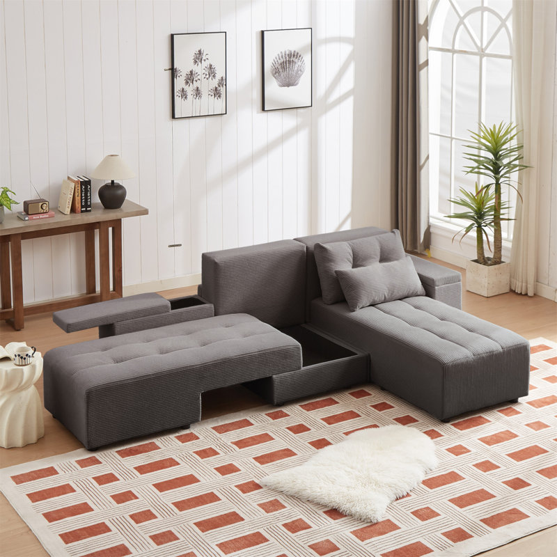 Lazos 76'' Corduroy Sofa, Gray Corduroy