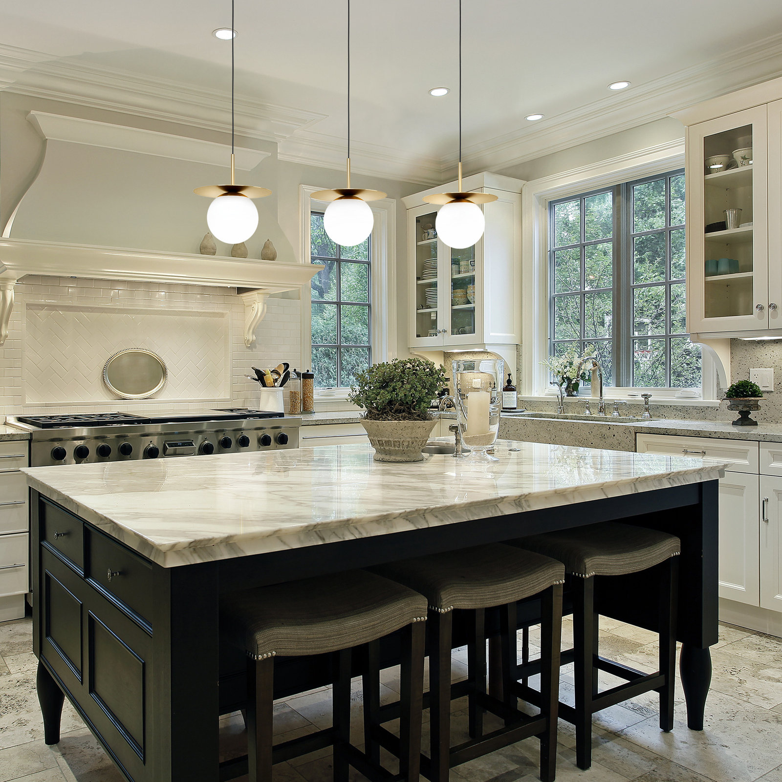 Cathy 3 Light Glass Dimmable Pendant