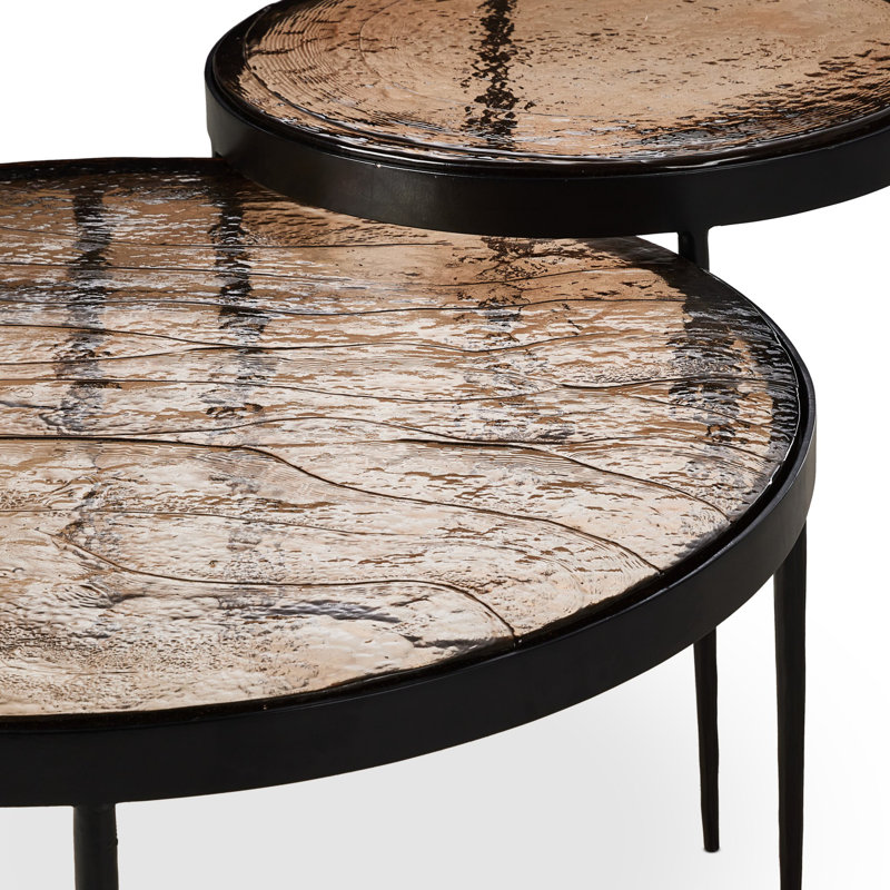 Yoko Nesting Coffee Table, Smoked Brown Cast Glass