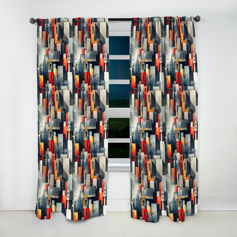 Motif de mur gris à rayures cubiques - Rideau à rayures - Rideau à rayures obscurcissant - 1 panneau, L 52 po x L 108 po