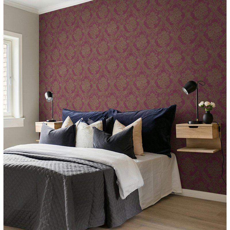 Papier peint Seabrook Designs Chateau, Magenta métallique