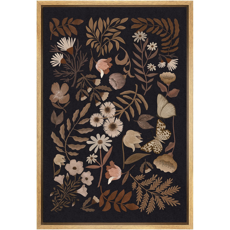 Vibrant Wildflower «Vintage Brown Wilsflowers Floral Botanical Plant» sur, H 36 po x l 24 po, Cadre flottant naturel